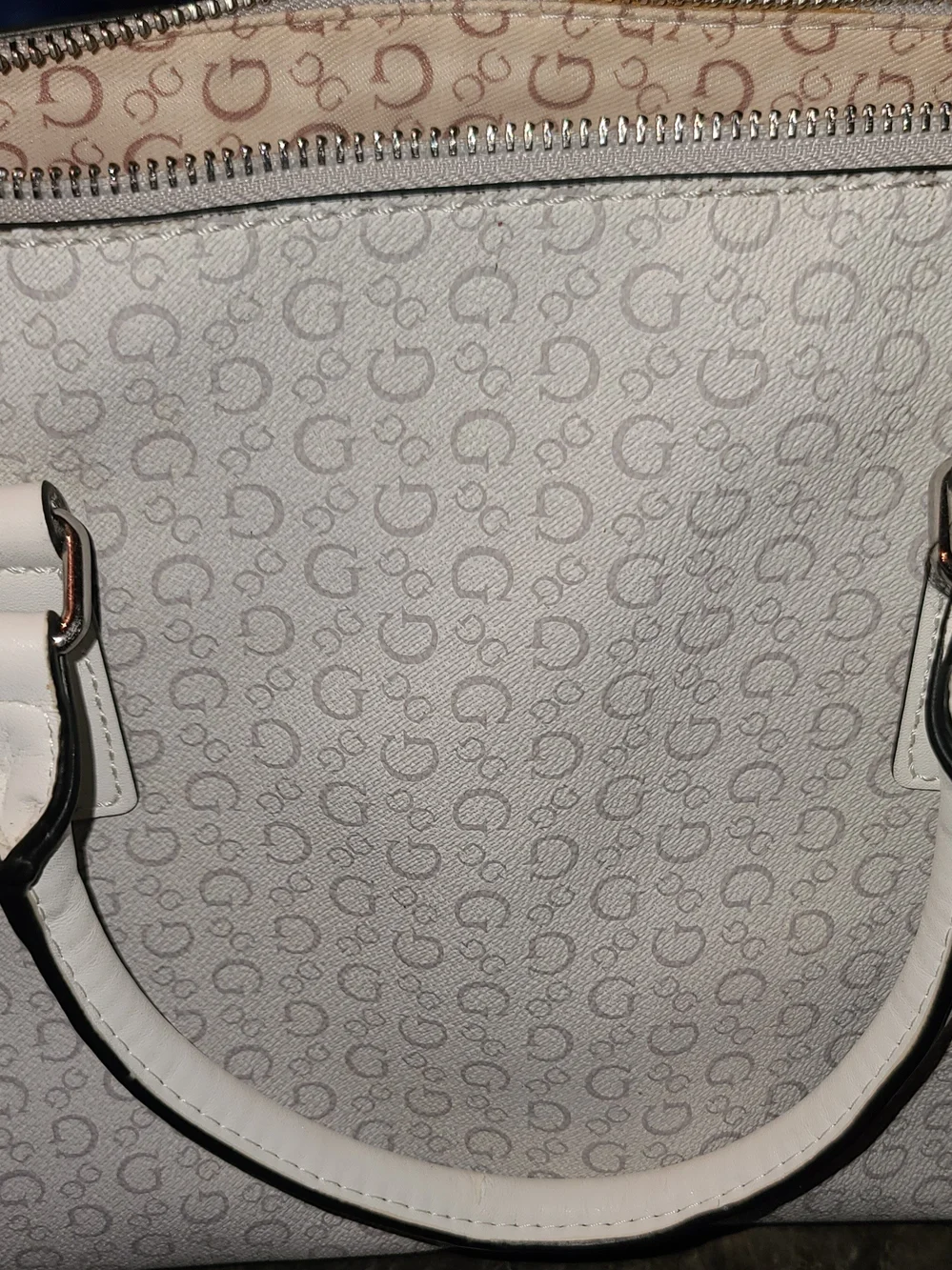 GUESS Women's White Signature Satchel Bag - Picture 3 of 5